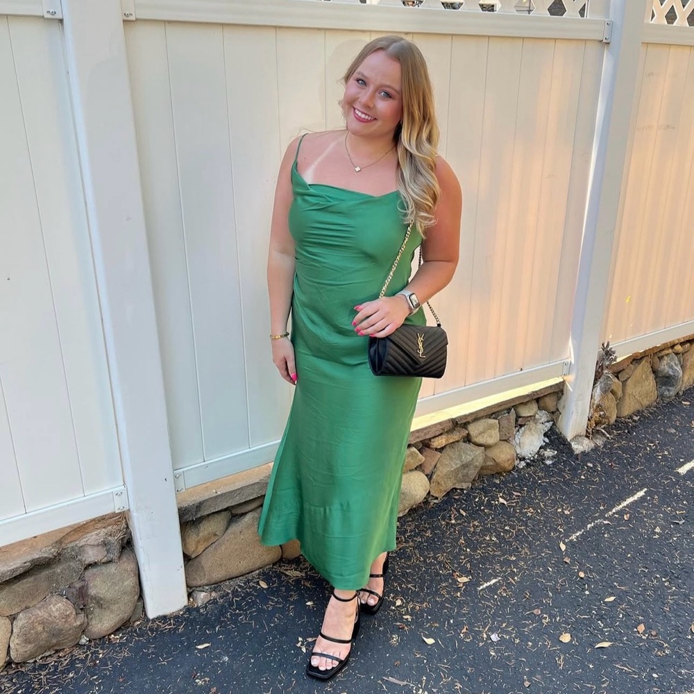 Zara Green Silk Maxi Dress